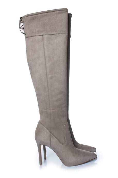 Michael Kors Jamie suède stretchlaarzen in taupe. - Image 4