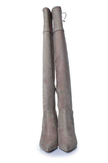 Michael Kors Jamie suède stretchlaarzen in taupe. - Image 5