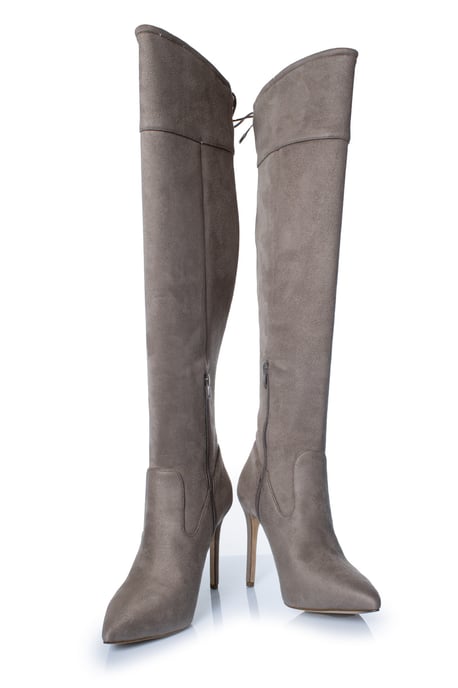 Michael Kors Jamie suède stretchlaarzen in taupe. - Image 6
