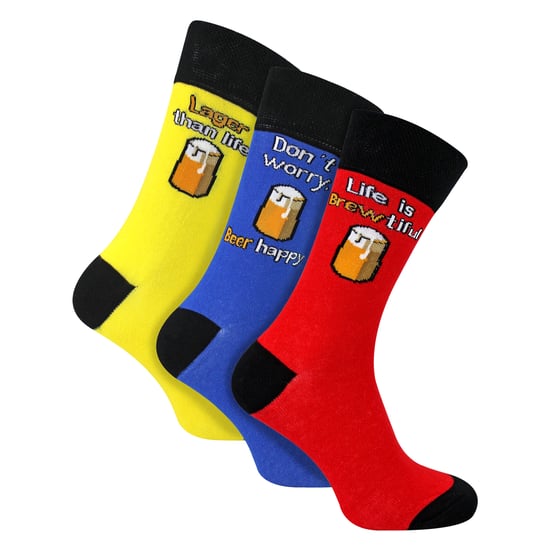 3 Paar Heren Noviteit Katoenen Rijke Pun Sokken | Grappige Voedsel Drank Slogan | Cadeau-idee - Image 3