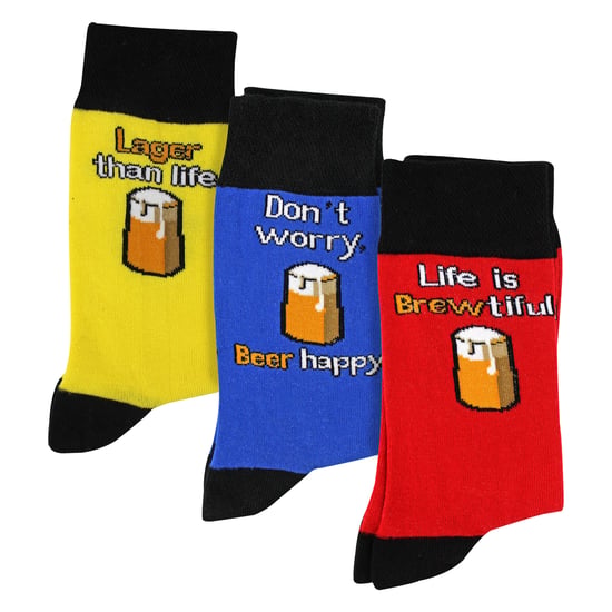 3 Paar Heren Noviteit Katoenen Rijke Pun Sokken | Grappige Voedsel Drank Slogan | Cadeau-idee - Image 4