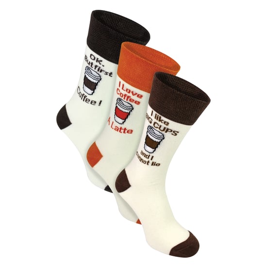 3 Paar Heren Noviteit Katoenrijke Pun Sokken | Grappige Eten Drink Slogan | Cadeau Idee - Image 1