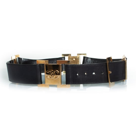 Chanel vintage zwarte leren riem met logo - Image 2