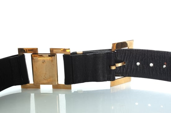 Chanel vintage zwarte leren riem met logo - Image 5