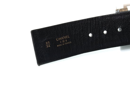 Chanel vintage zwarte leren riem met logo - Image 6