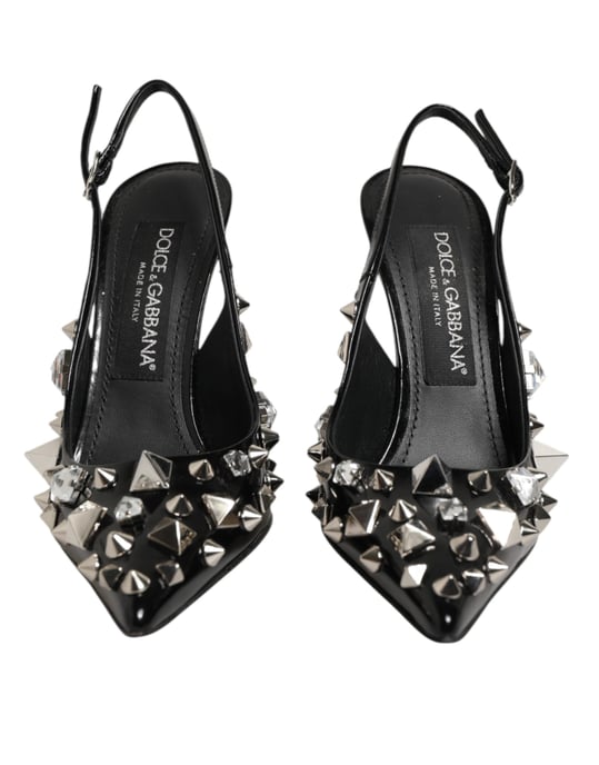 Dolce & Gabbana Zwarte Geknoopte Leren Hakken Slingbacks Schoenen - Image 3