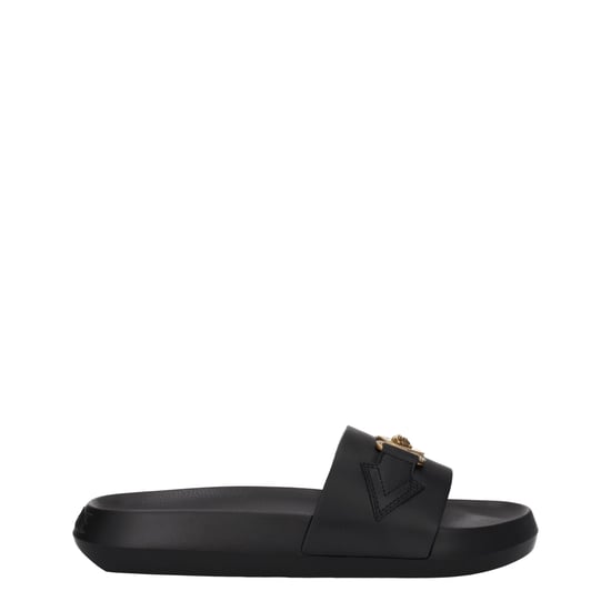 Versace Zwarte Leren Slippers - Image 1