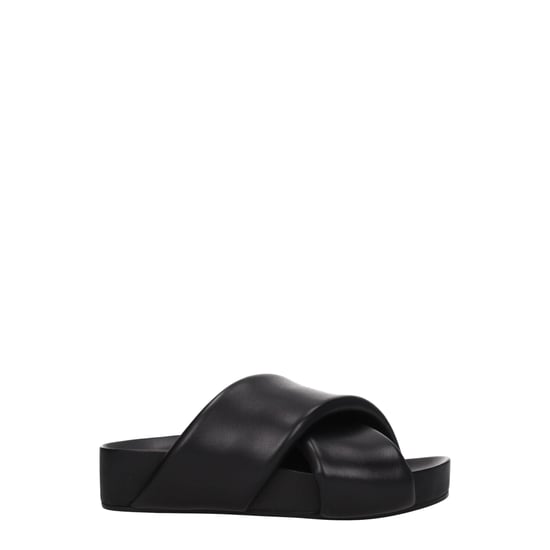 Jil Sander Zwarte Leren Slippers - Image 1