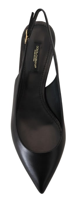 Dolce & Gabbana Zwarte Leren Slingback Hakken Pumps Schoenen - Image 6