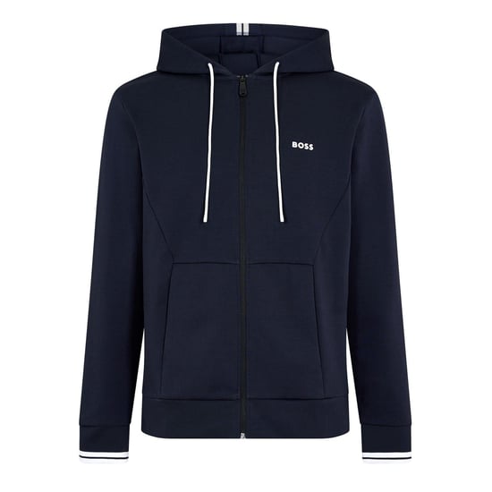 Heren Boss Zip Hoodie, Geavanceerde Stretch in Donkerblauw - Image 1