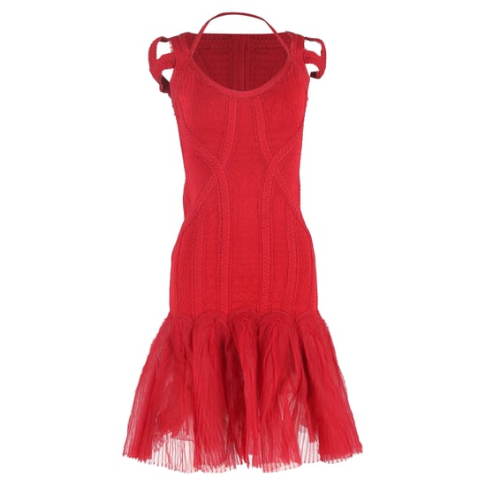 Herve Leger gebreide midi-jurk van tule met bandage in rode viscose - Image 1