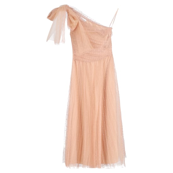 Red Valentino midi-jurk met één schouder, geplooide point-d'esprit tule in beige polyester - Image 1