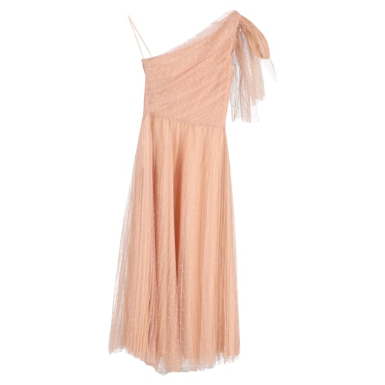 Red Valentino midi-jurk met één schouder, geplooide point-d'esprit tule in beige polyester - Image 2