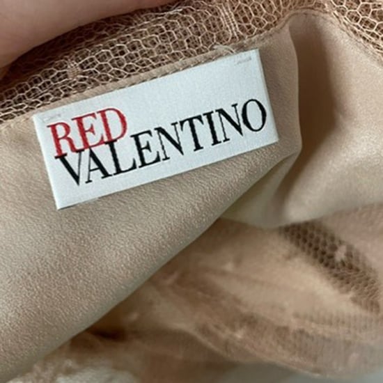 Red Valentino midi-jurk met één schouder, geplooide point-d'esprit tule in beige polyester - Image 3