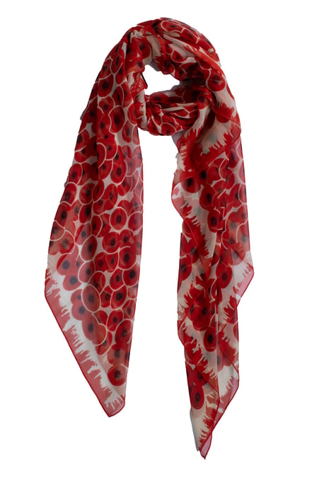 Hermès, zijden sjaal met rode bloemprint - Image 2