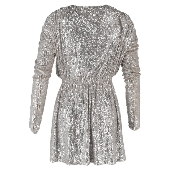 Saint Laurent mini-jurk met bateau-halslijn en pailletten in zilverkleurig polyester - Image 3
