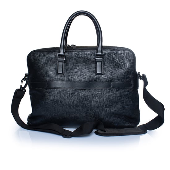 Hugo Boss laptoptas van generfd leer in zwart - Image 2