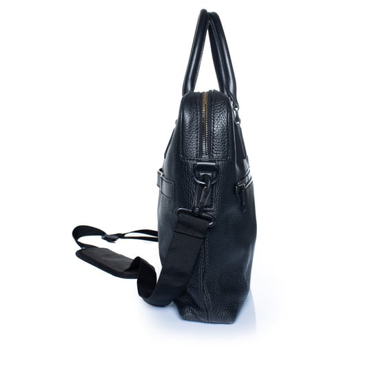 Hugo Boss laptoptas van generfd leer in zwart - Image 3