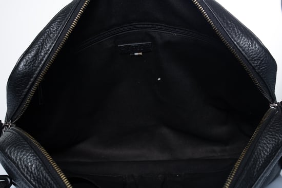 Hugo Boss laptoptas van generfd leer in zwart - Image 6