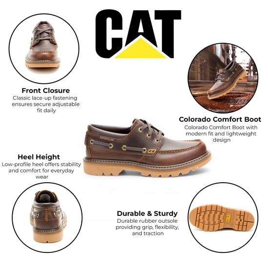 CAT (Caterpillar) Heren Bruine Leren Wandelschoenen - Colorado Boat-Mid - Image 2