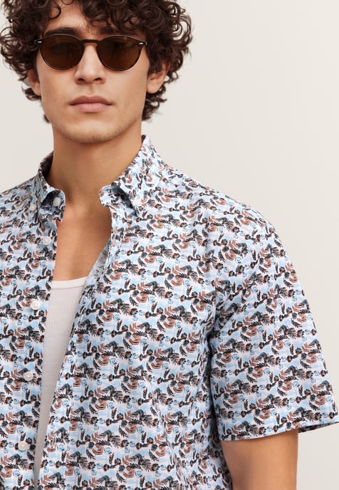 Bugatti Herren Overhemd met korte mouwen, modern fit, met print - Image 5