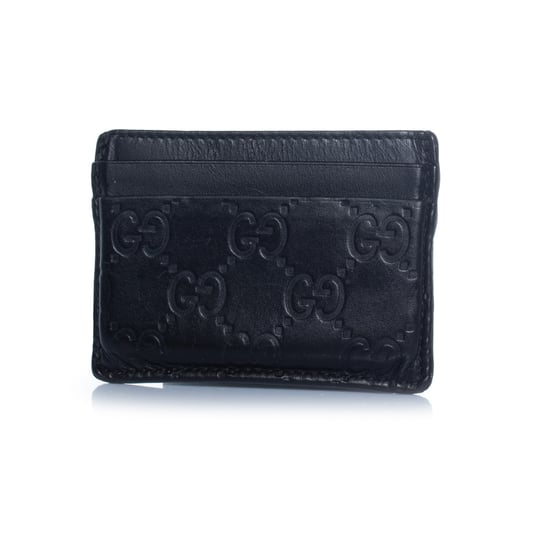 Gucci kaarthouder van zwart leer met monogramreliëf. - Image 2
