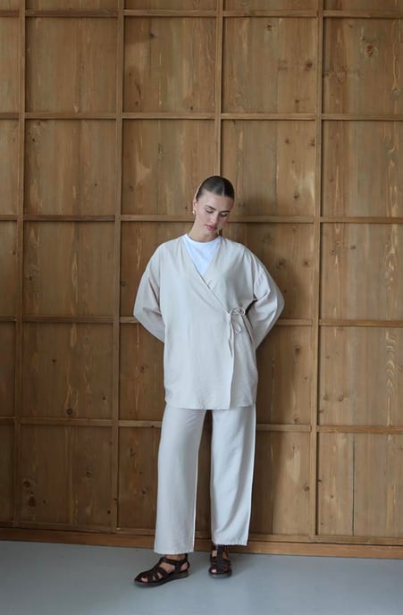 Kreukellook Textured Kimono Pak Nerts - Image 3