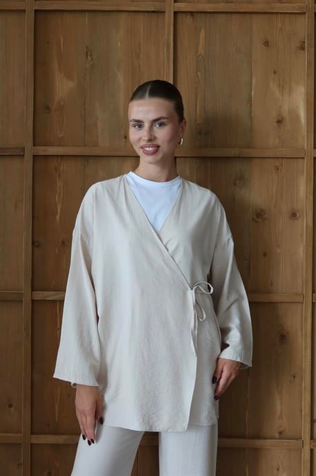 Kreukellook Textured Kimono Pak Nerts - Image 4
