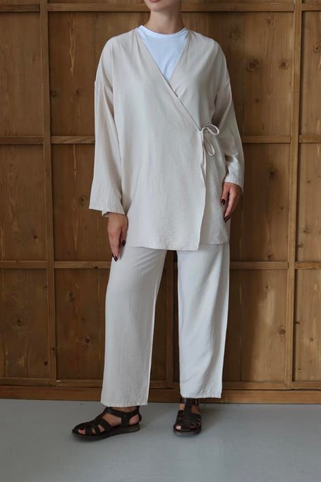 Kreukellook Textured Kimono Pak Nerts - Image 5