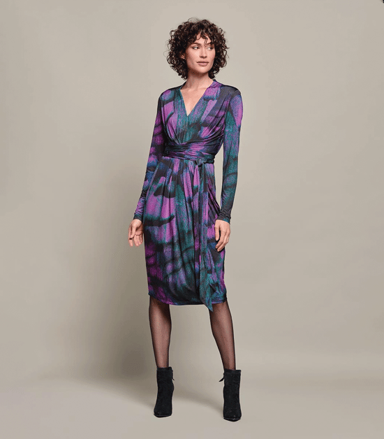 Clemence Print Jurk Zwart / Paars - Image 6