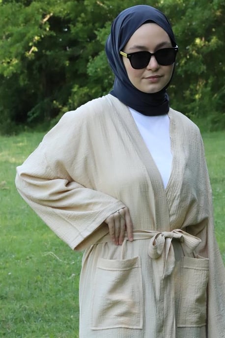 Dames's Zak Met riem Lang Kimono Nerts - Image 4