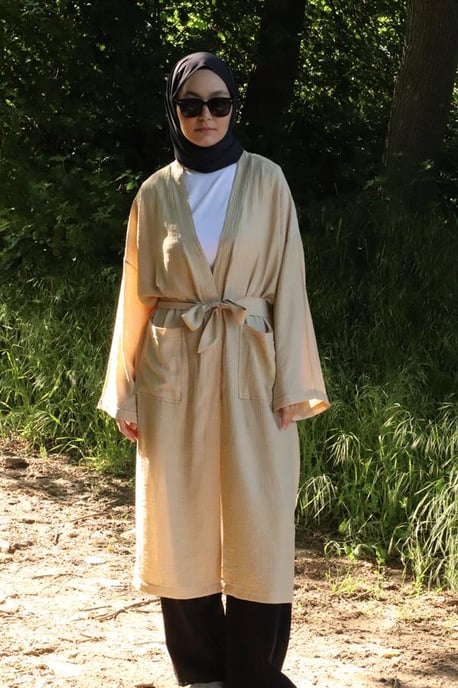 Dames's Zak Met riem Lang Kimono Nerts - Image 6