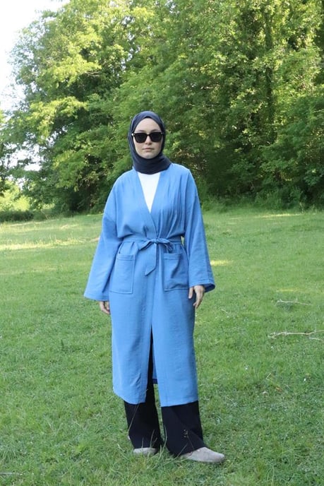 Dames's Zak Met riem Lang Kimono Indigo - Image 3