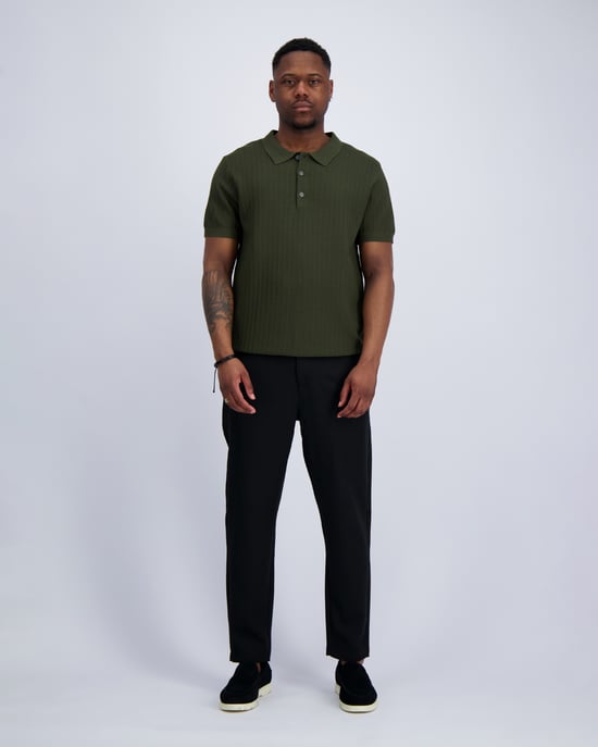 Black Bananas Ribbed Knit Polo, - Image 4