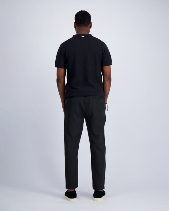 Black Bananas Ribbed Knit Polo, - Image 3