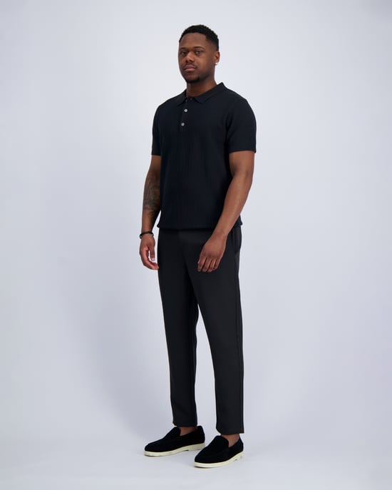 Black Bananas Ribbed Knit Polo, - Image 4