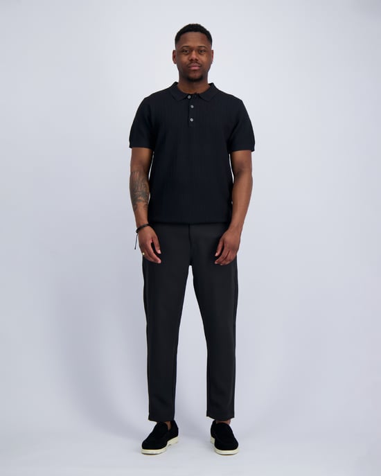 Black Bananas Ribbed Knit Polo, - Image 5