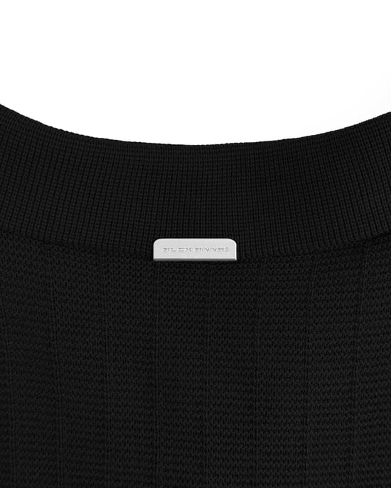 Black Bananas Ribbed Knit Polo, - Image 6