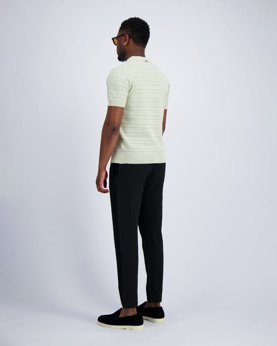 Black Bananas Texture Zip Polo, - Image 4
