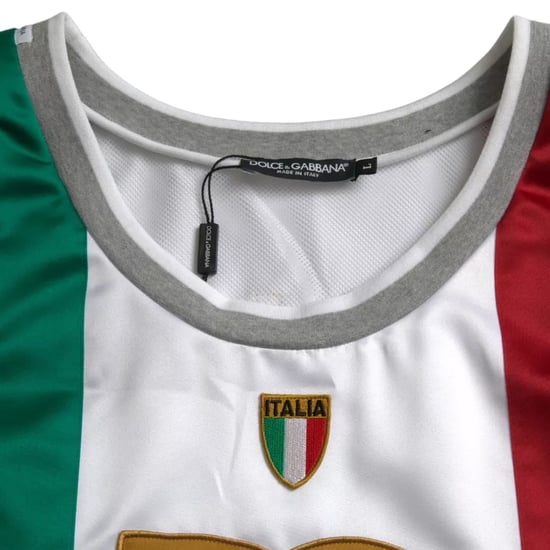 Dolce & Gabbana Witte Groene Mouwloze Top Italiaanse Vlag Basket T-shirt - Image 3