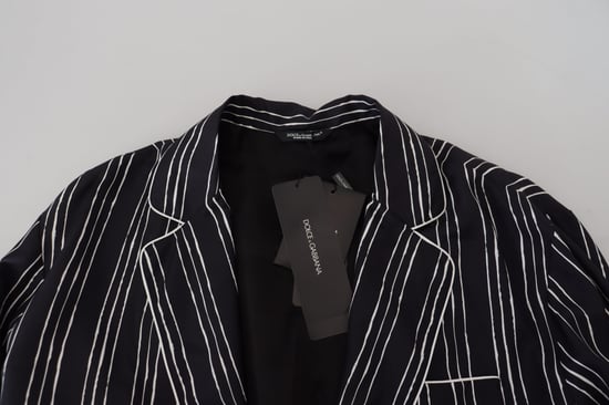 Dolce & Gabbana Blauw Gestreepte Zijde Pyjama Shirt Jas - Image 6