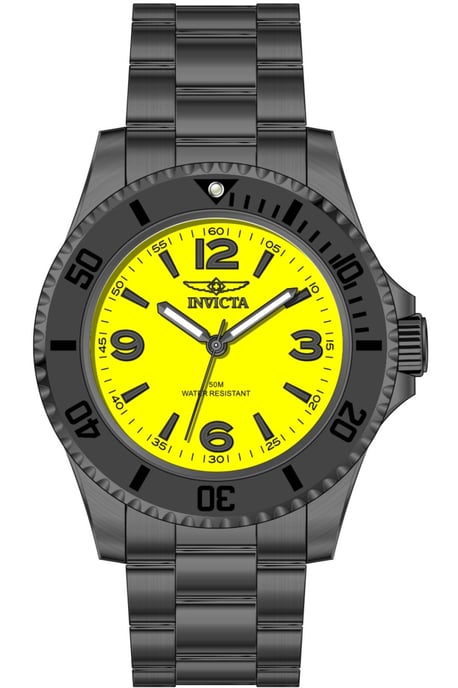 Invicta Specialty 69718 Herenhorloge - Quartz Uurwerk - Roestvrij Staal met Gele Wijzerplaat - 40 mm - Image 1
