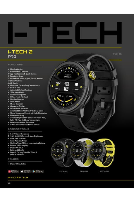 Invicta I-Tech - 2 Pro ITECH-008 Herenhorloge - Smartwatch Uurwerk - Roestvrij Staal met Zwarte Wijzerplaat - 46 mm - Image 4