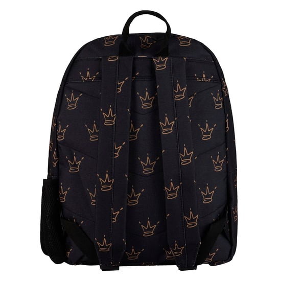 Unisex Zwarte Koningskroon Patroon Rugzak met Gewatteerde Bandjes | School Reis Tas - Image 2