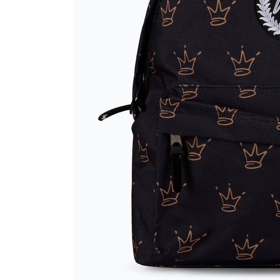 Unisex Zwarte Koningskroon Patroon Rugzak met Gewatteerde Bandjes | School Reis Tas - Image 4