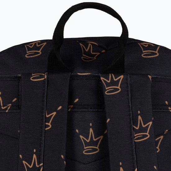 Unisex Zwarte Koningskroon Patroon Rugzak met Gewatteerde Bandjes | School Reis Tas - Image 5