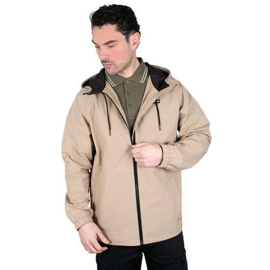Lambretta Heren Ripstop Hooded Jacket (Stone) - Image 5