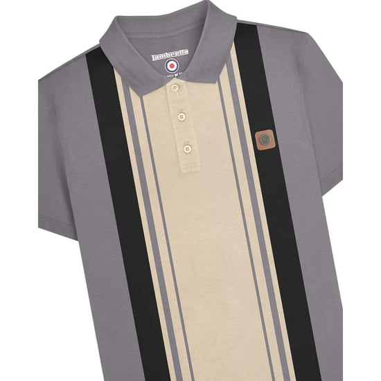 Lambretta Unisex Volwassen Klassiek Garenslinger Streep Polo Shirt (IJzer) - Image 3