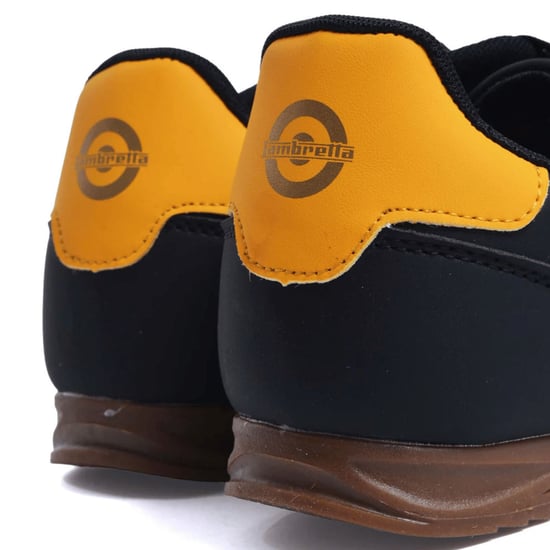Lambretta Tackle Heren Zwarte/Gouden Sneakers - Image 3
