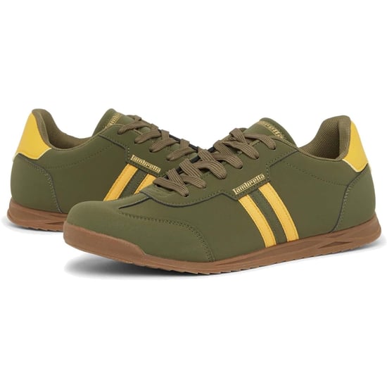 Lambretta Tackle Heren Trainers in Khaki/Goud - Image 3